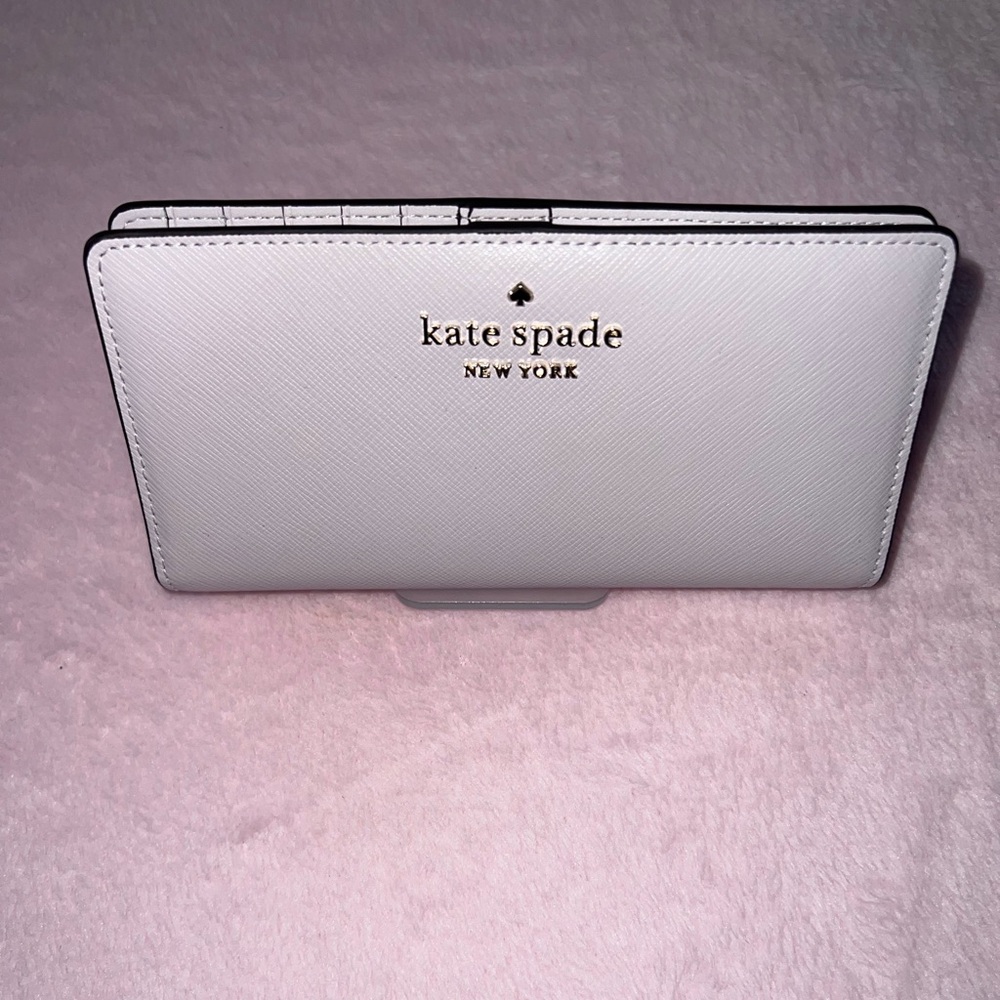 NWT Kate Spade Staci Large Slim Bifold Wallet Saffiano Leather Lilac Moonlight